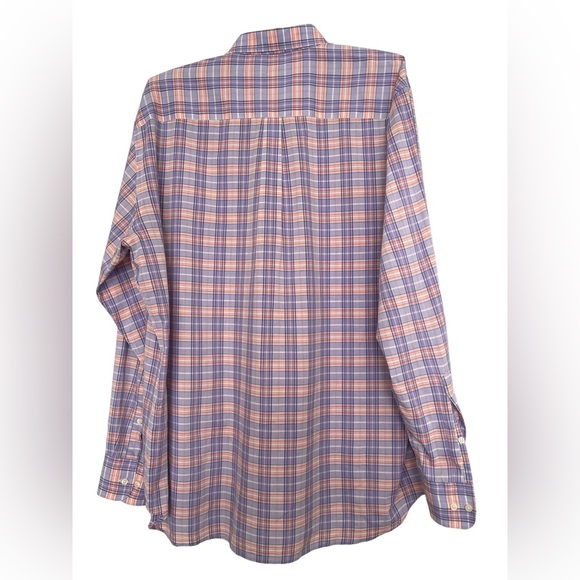 Peter Millar Mens Plaid Lavender Coral Button Front Shirt Top Mens EUC Size XL - Picture 5 of 8